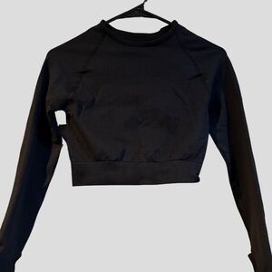Black Long Sleeve Crop Top